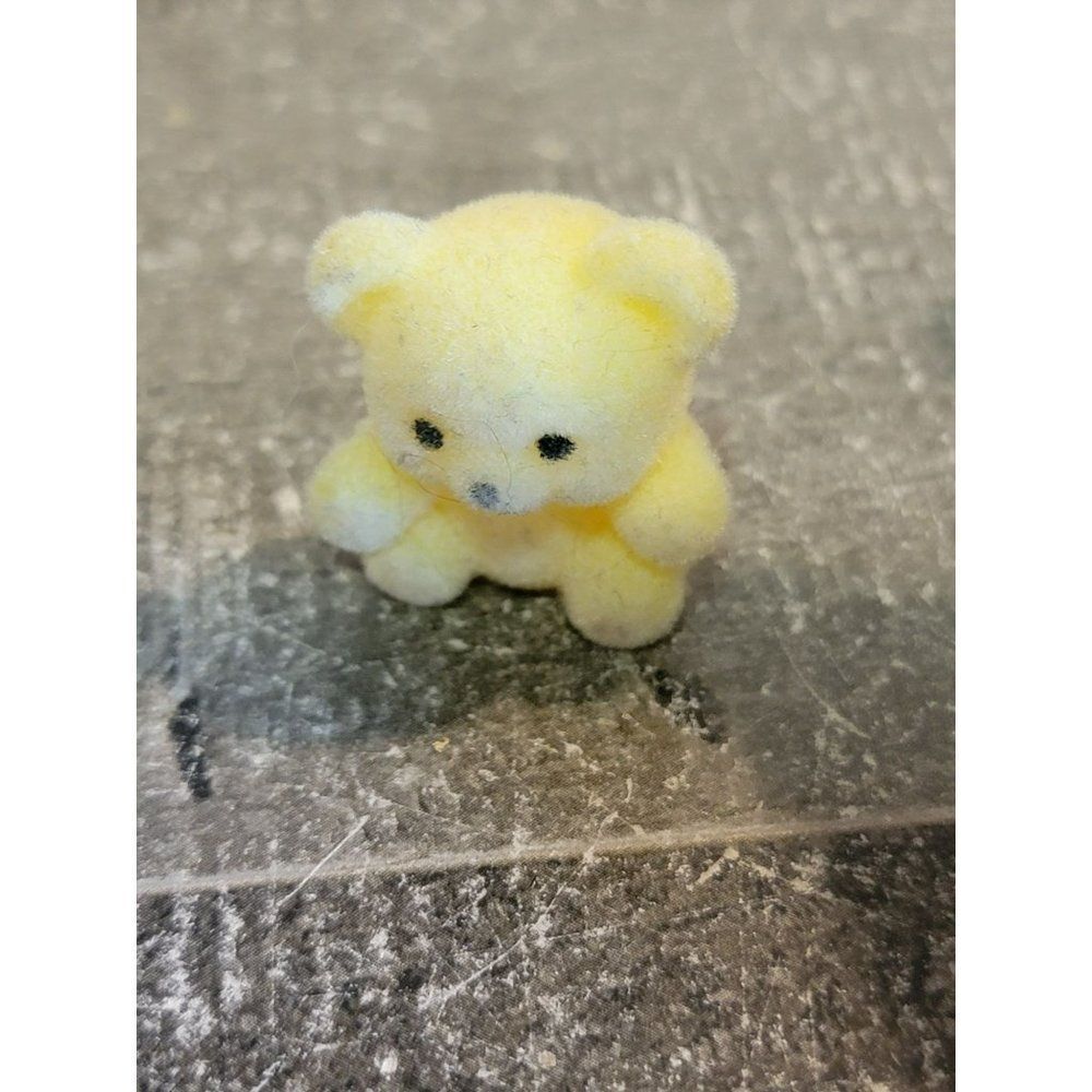 Miniature white yellow fuzzy‎ teddy bear toy figure